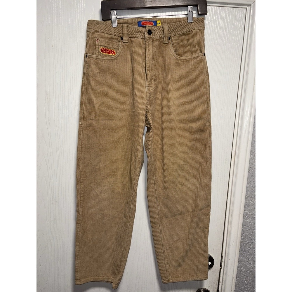 Empyre Men's Corduroy Pants Size 28 Brown Relax Fit Skate Baggy Casual Workwear